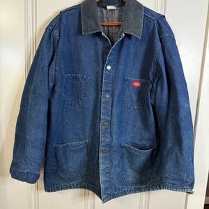 Vintage Dickies Blanket Lined Denim Jean Jacket Blue Chore Barn Work Coat XXL